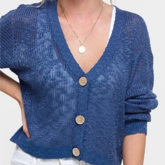 Blue button up cardigan - Picture 3 of 7